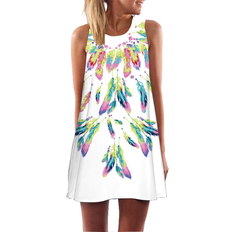 Women 3D Floral Print Short Dress