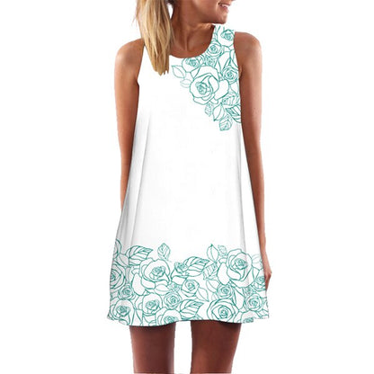 Women 3D Floral Print Short Dress