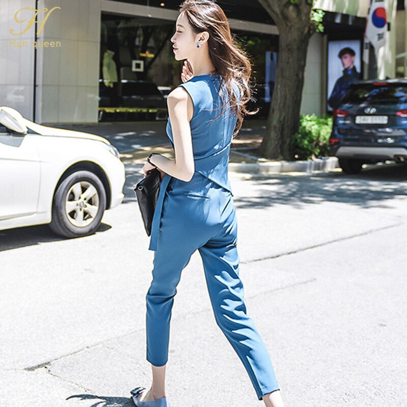 Solid Sleeveless Casual Long OL Jumpsuit