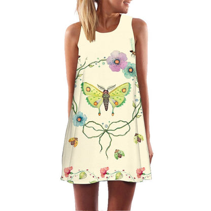 Women 3D Floral Print Short Dress