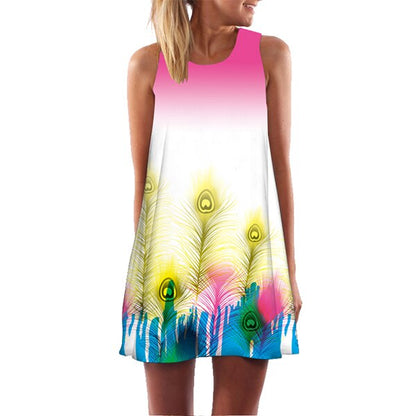 Women 3D Floral Print Short Dress