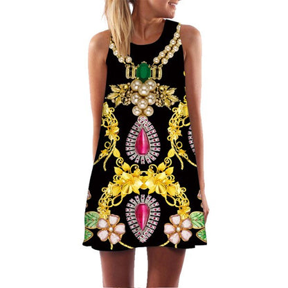 Women 3D Floral Print Short Dress