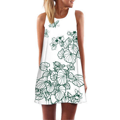 Women 3D Floral Print Short Dress