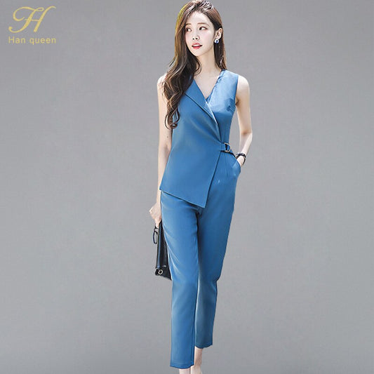 Solid Sleeveless Casual Long OL Jumpsuit