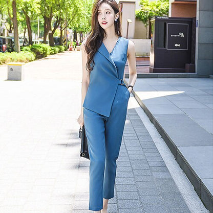 Solid Sleeveless Casual Long OL Jumpsuit