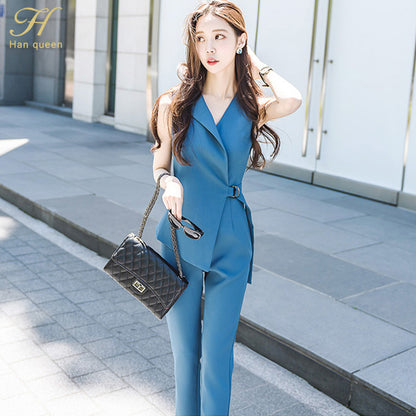 Solid Sleeveless Casual Long OL Jumpsuit