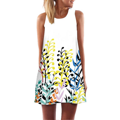 Women 3D Floral Print Short Dress