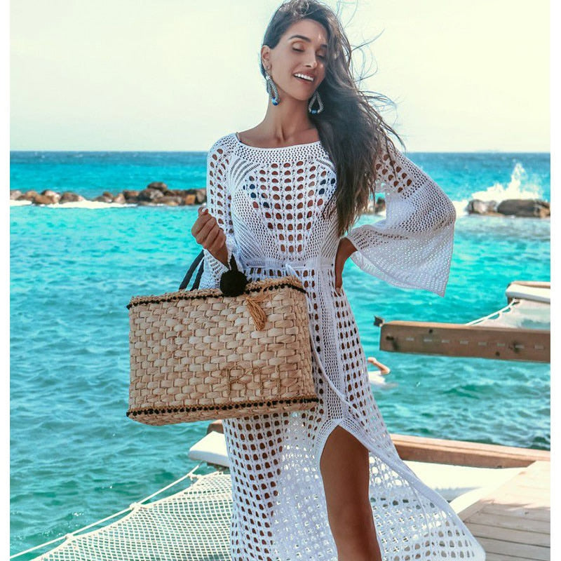 White Knitted Beach Cover up