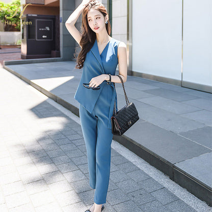 Solid Sleeveless Casual Long OL Jumpsuit