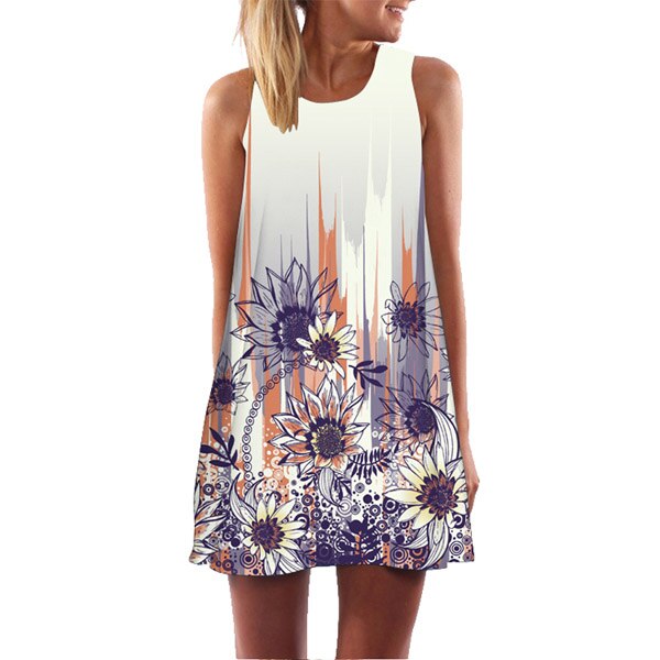 Women 3D Floral Print Short Dress