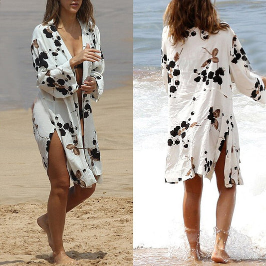 White Beach Dress Cover-up Swimwear Beach Tunics Bathing Suit Cover Ups Saida De Praia Bikini Cover Up Cardigan