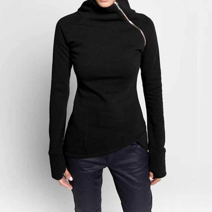 Women Turtleneck Zipper Sweatshirts