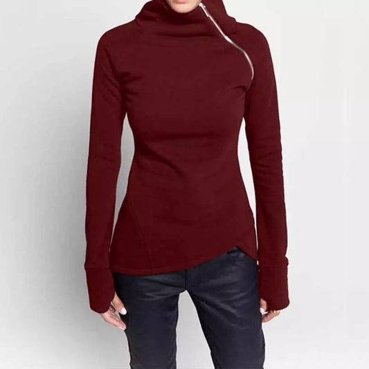 Women Turtleneck Zipper Sweatshirts