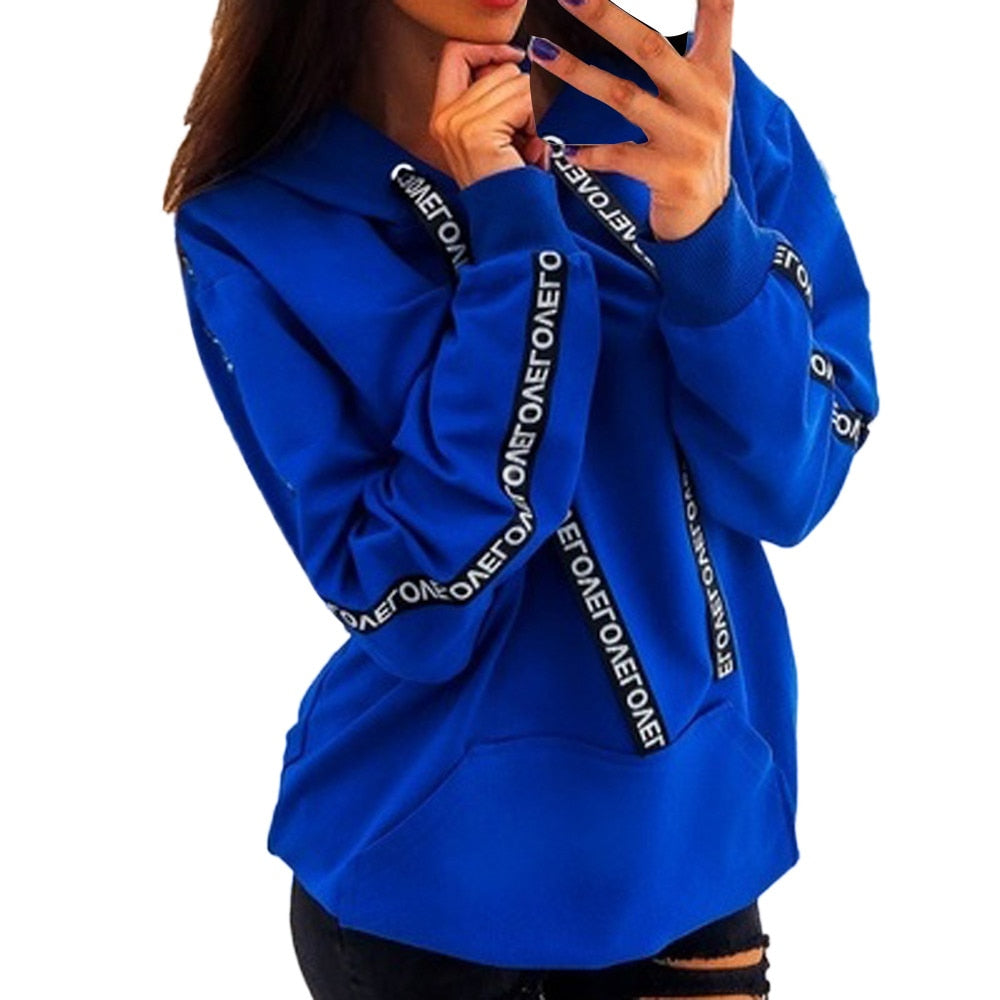 Letter Strap Hoodie Women