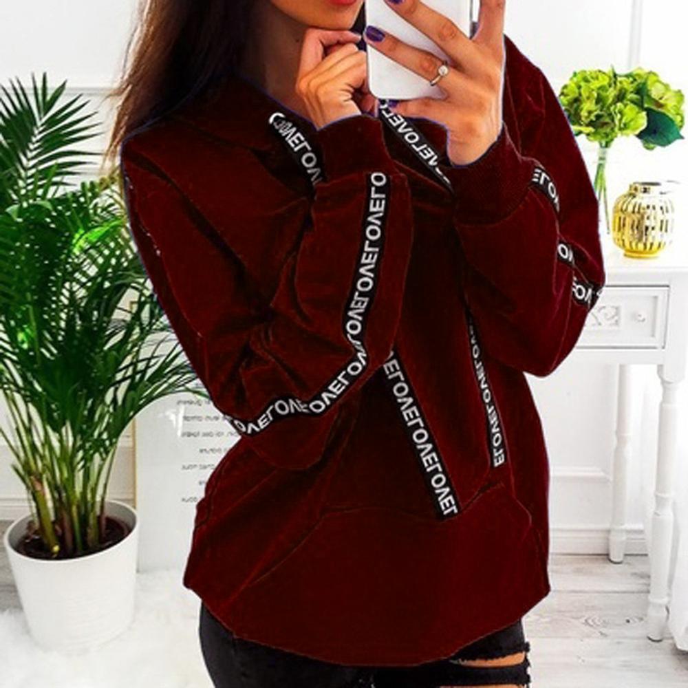 Letter Strap Hoodie Women