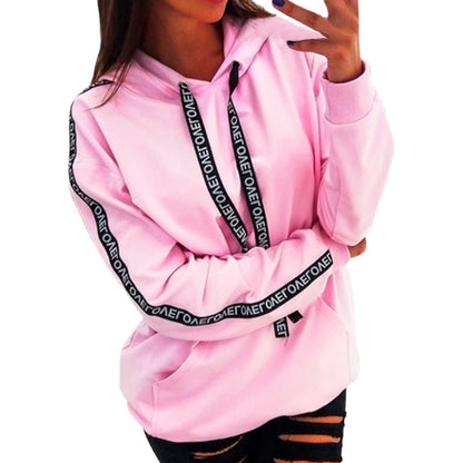 Letter Strap Hoodie Women