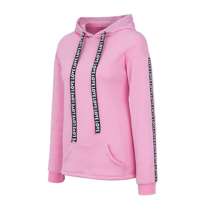 Letter Strap Hoodie Women