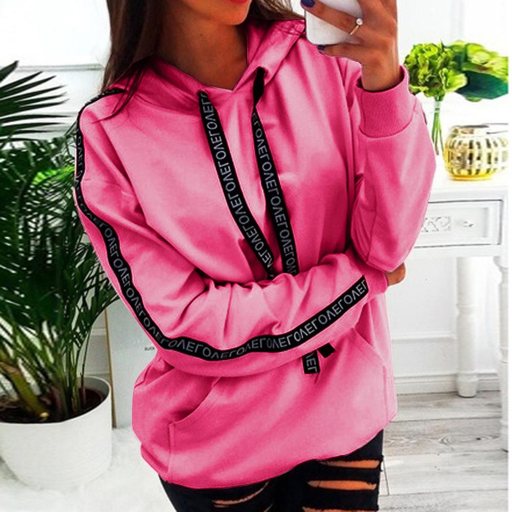 Letter Strap Hoodie Women