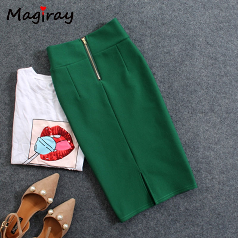 High Waist Elastic Pencil Skirt