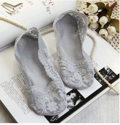 Modern Women Invisible No Show Nonslip Loafer Lace Boat Liner Low Cut Cotton Socks Antiskid Pink Peds Sock 1pair For Girls