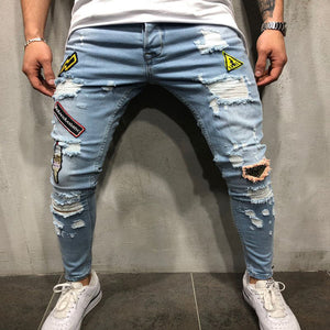 Hole embroidery jeans