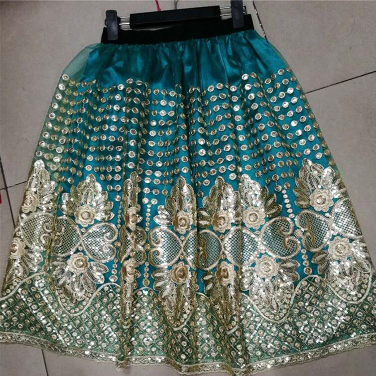 Embroideried Floral Sequins High Waist Tulle Skirts