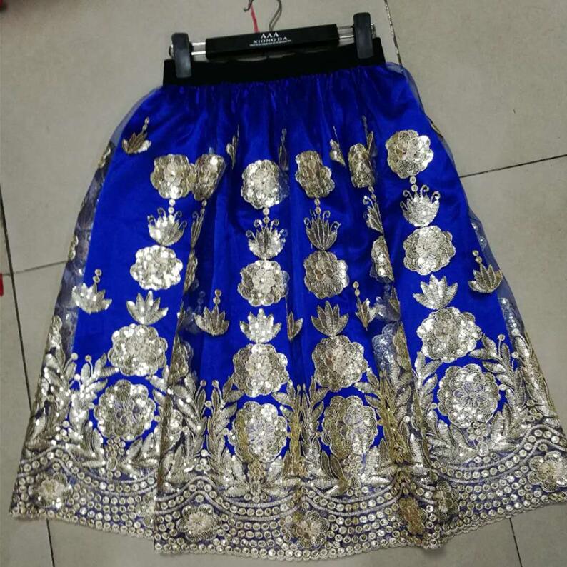 Embroideried Floral Sequins High Waist Tulle Skirts