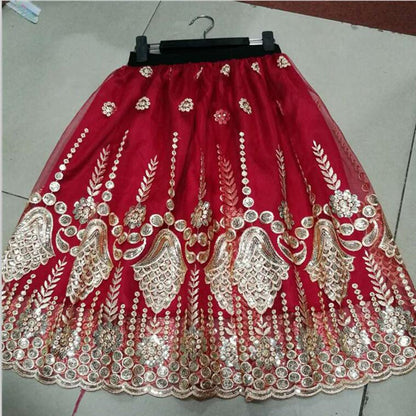 Embroideried Floral Sequins High Waist Tulle Skirts