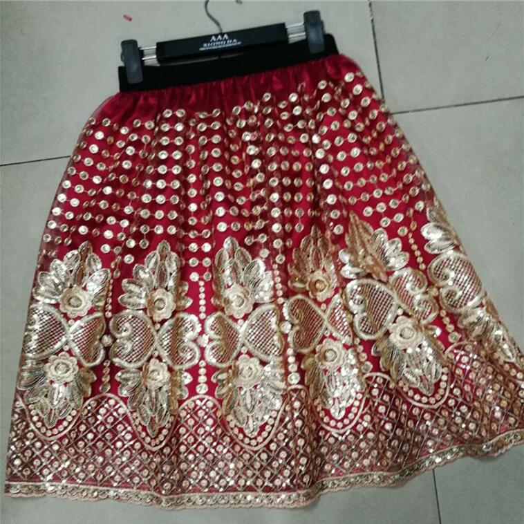 Embroideried Floral Sequins High Waist Tulle Skirts