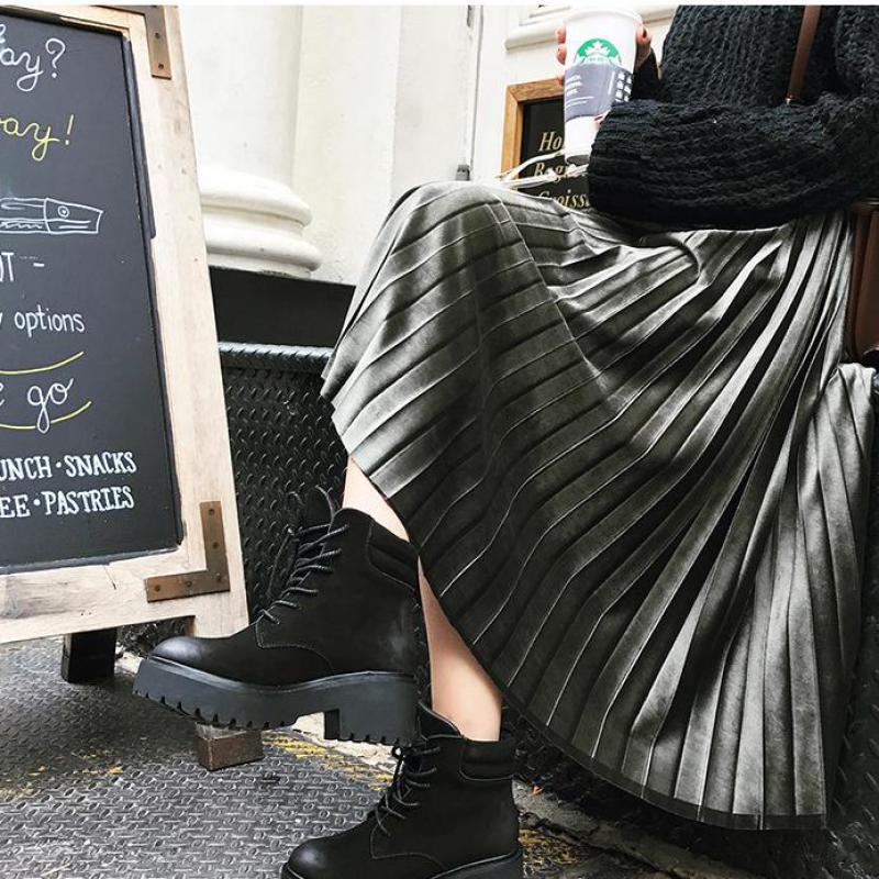 Velvet Skirt Pleated