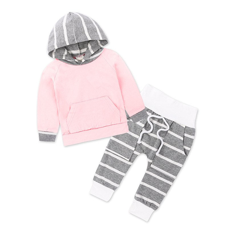 New Spring Autumn Boy's Girl's Clothing Sets Sport Pullover Set Fashion Kid 2pic Suits Set Toddler Striped Tracksuit baby