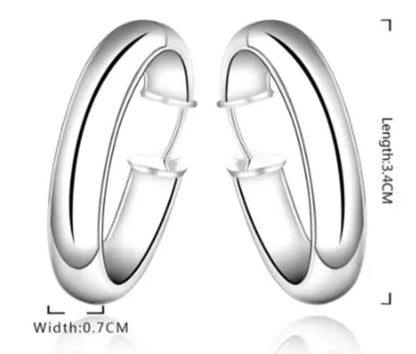 925 Silver Plated Elegant Hoop Earrings