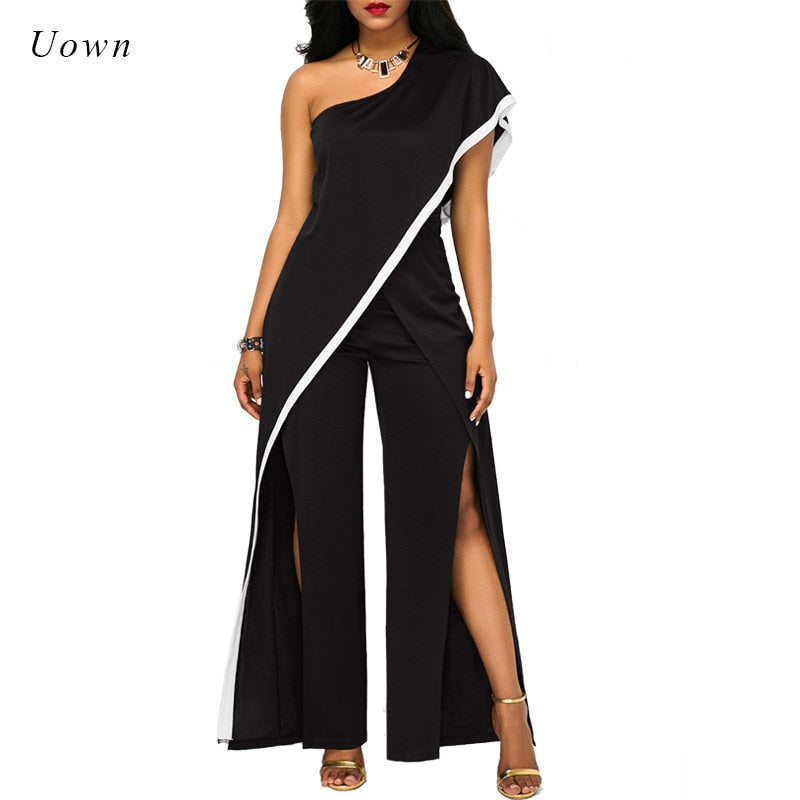 One Shoulder Black Wide Leg Jumpsuit