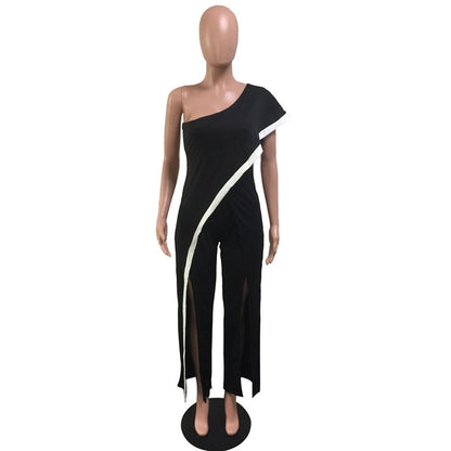 One Shoulder Black Wide Leg Jumpsuit