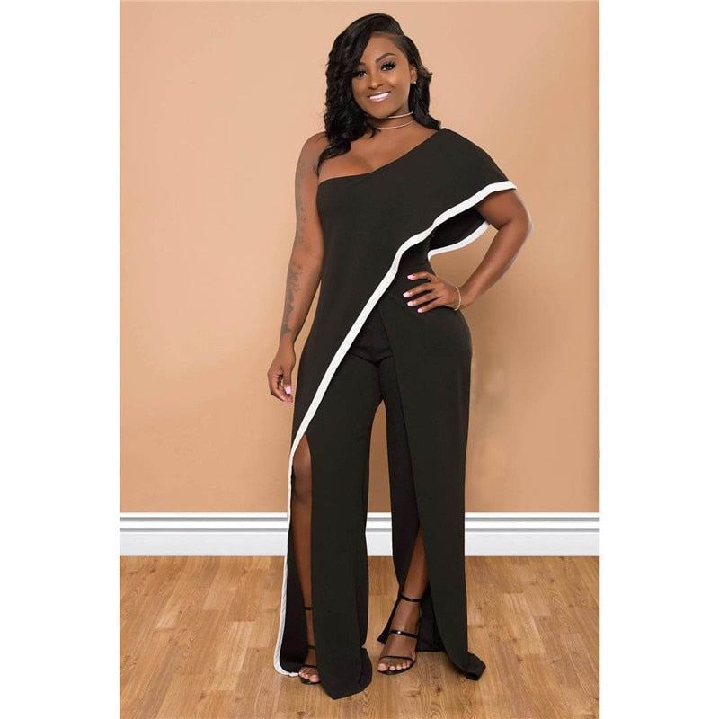 One Shoulder Black Wide Leg Jumpsuit