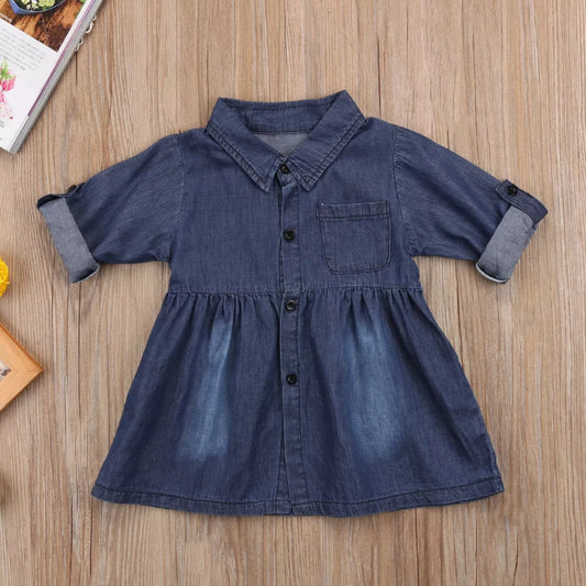 Denim Jeans Long Sleeve Baby girls dress (1Y-5Y )