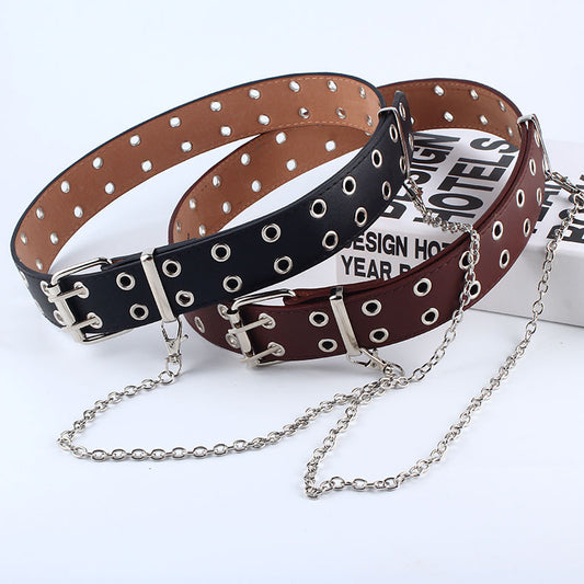 Punk Style Willow Nail Belt Female Korean Fashion Jeans Fashion Decorative Trousers Pu Leather Belt