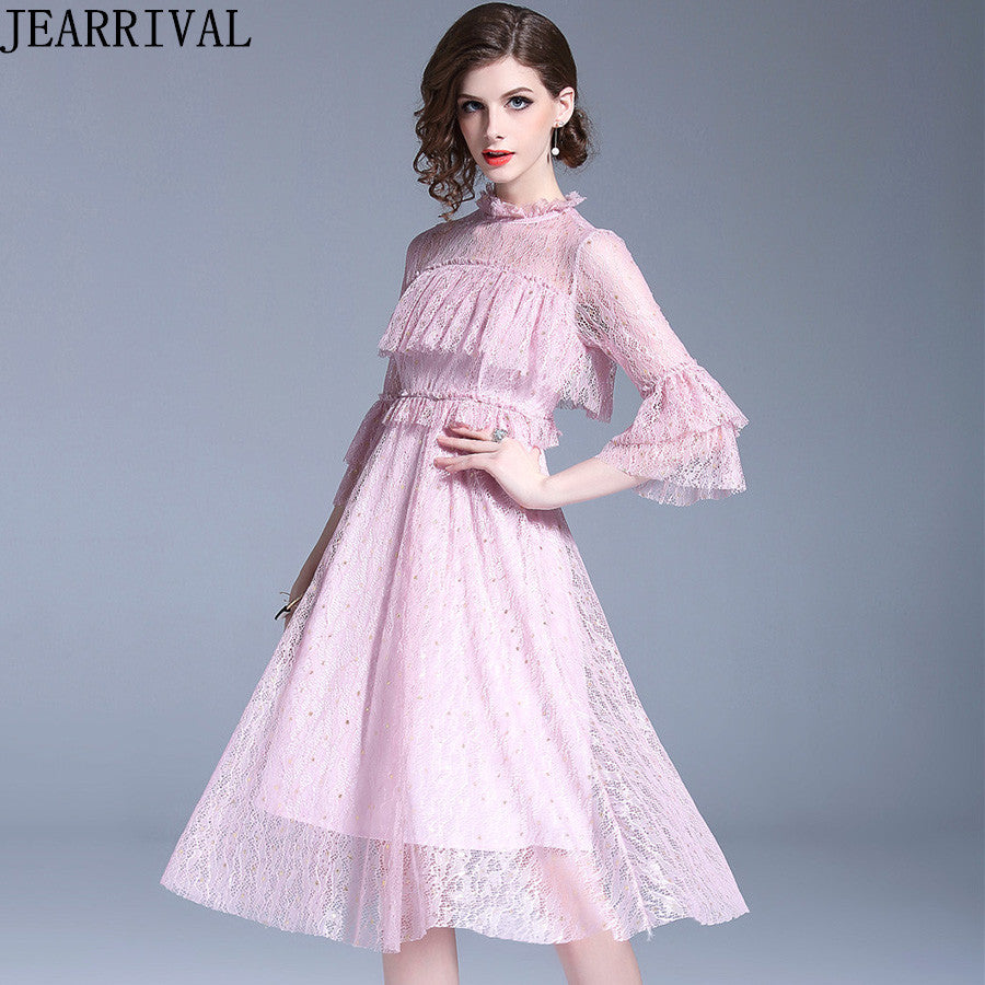 Flare Sleeve Ruffles Casual Office Party Dress