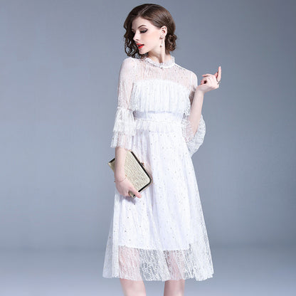 Flare Sleeve Ruffles Casual Office Party Dress