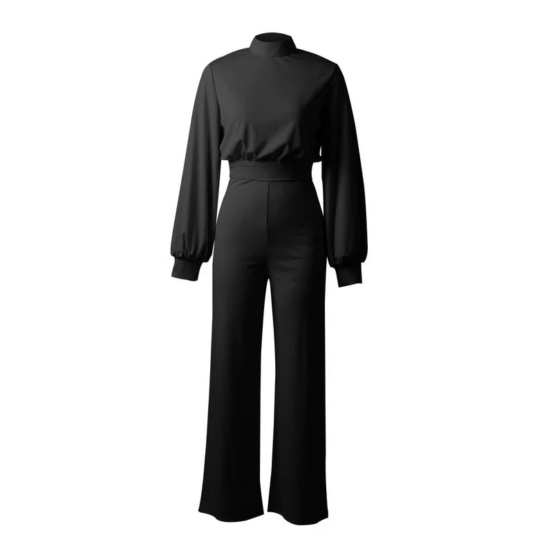 Elegant Rompers Long Sleeve Casual Wide Legs Jumpsuits