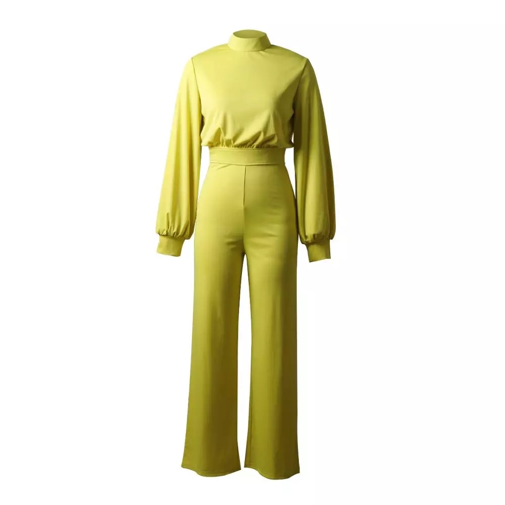 Elegant Rompers Long Sleeve Casual Wide Legs Jumpsuits