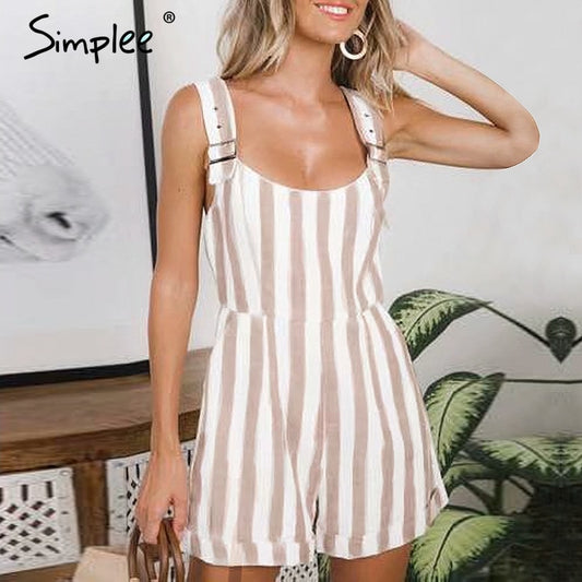 Casual striped women playsuits