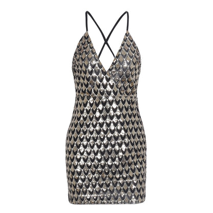 Backless Bodycon Sequin Dress