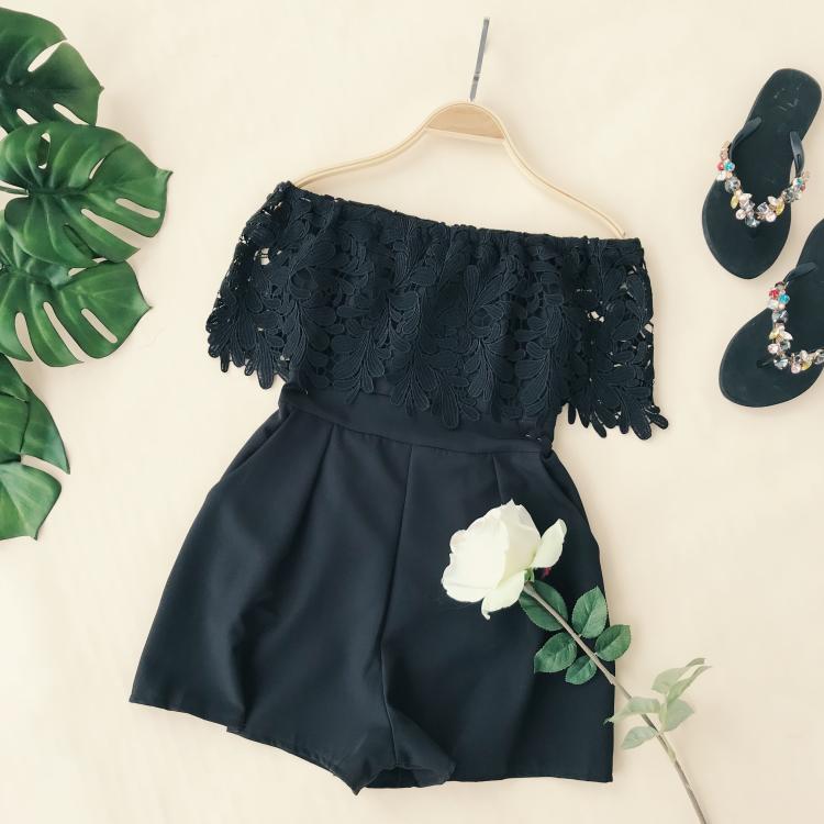 Lace Crochet Floral Hollow Out Playsuit