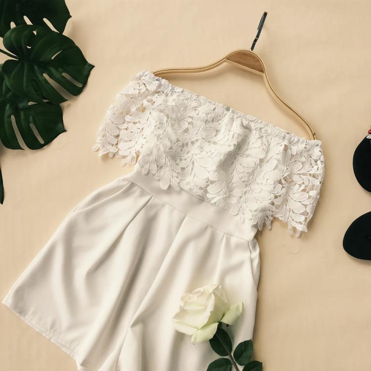 Lace Crochet Floral Hollow Out Playsuit