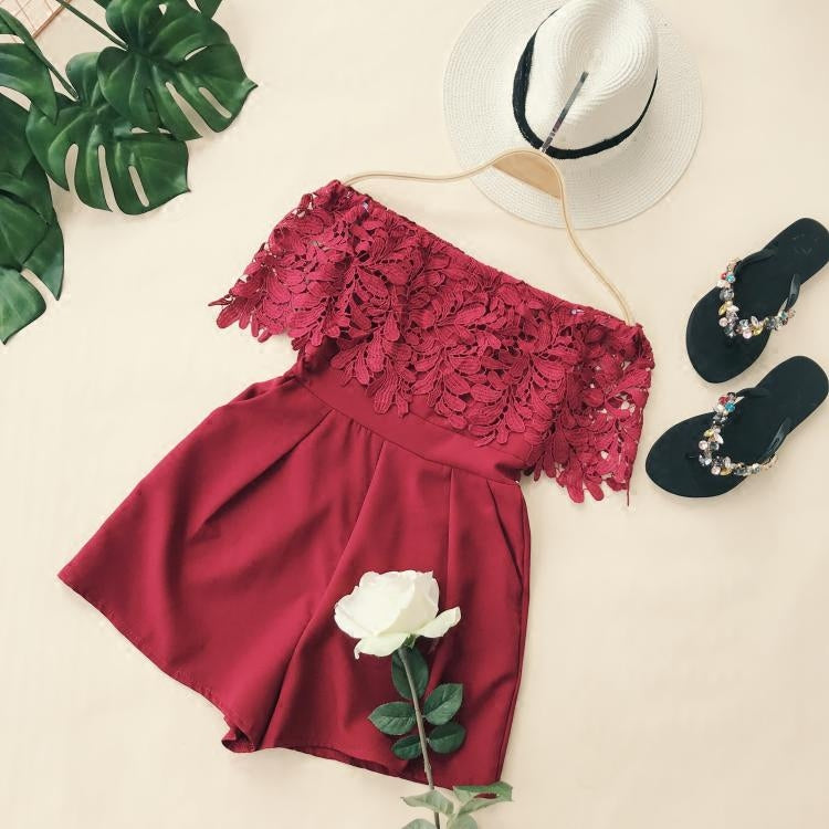 Lace Crochet Floral Hollow Out Playsuit