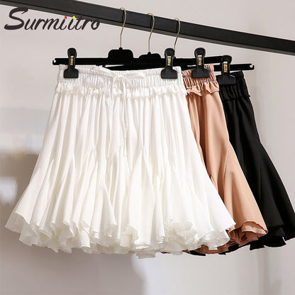 High Waist Tutu Pleated Mini Sun School Skirt