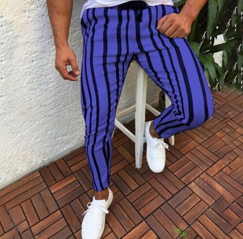 Striped Print Slim Fit Trousers