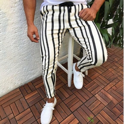 Striped Print Slim Fit Trousers