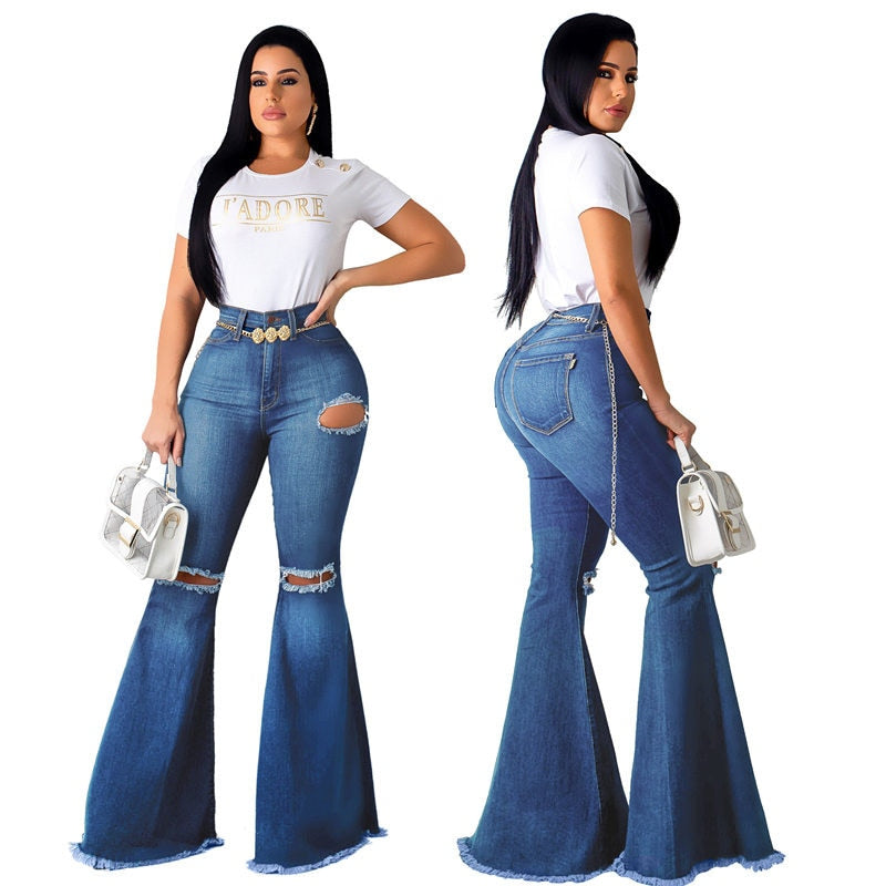 Women Retro Ripped Jeans